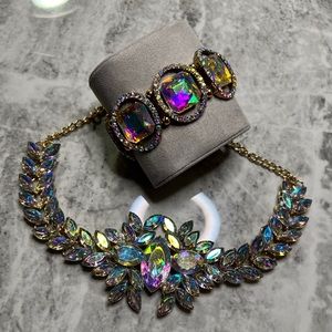 Iridescent gold/brass choker with matching bracelet